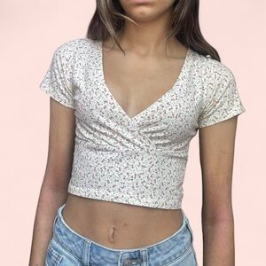 Brandy Melville Pink Floral Amara Crop Top